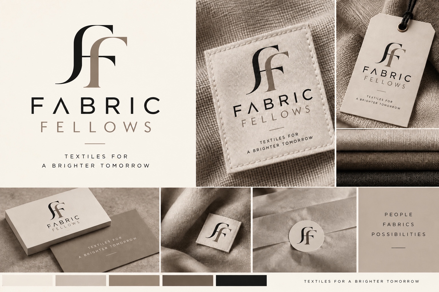 Fabric Fellows branding on woven fabric labels, hangtags and textiles
